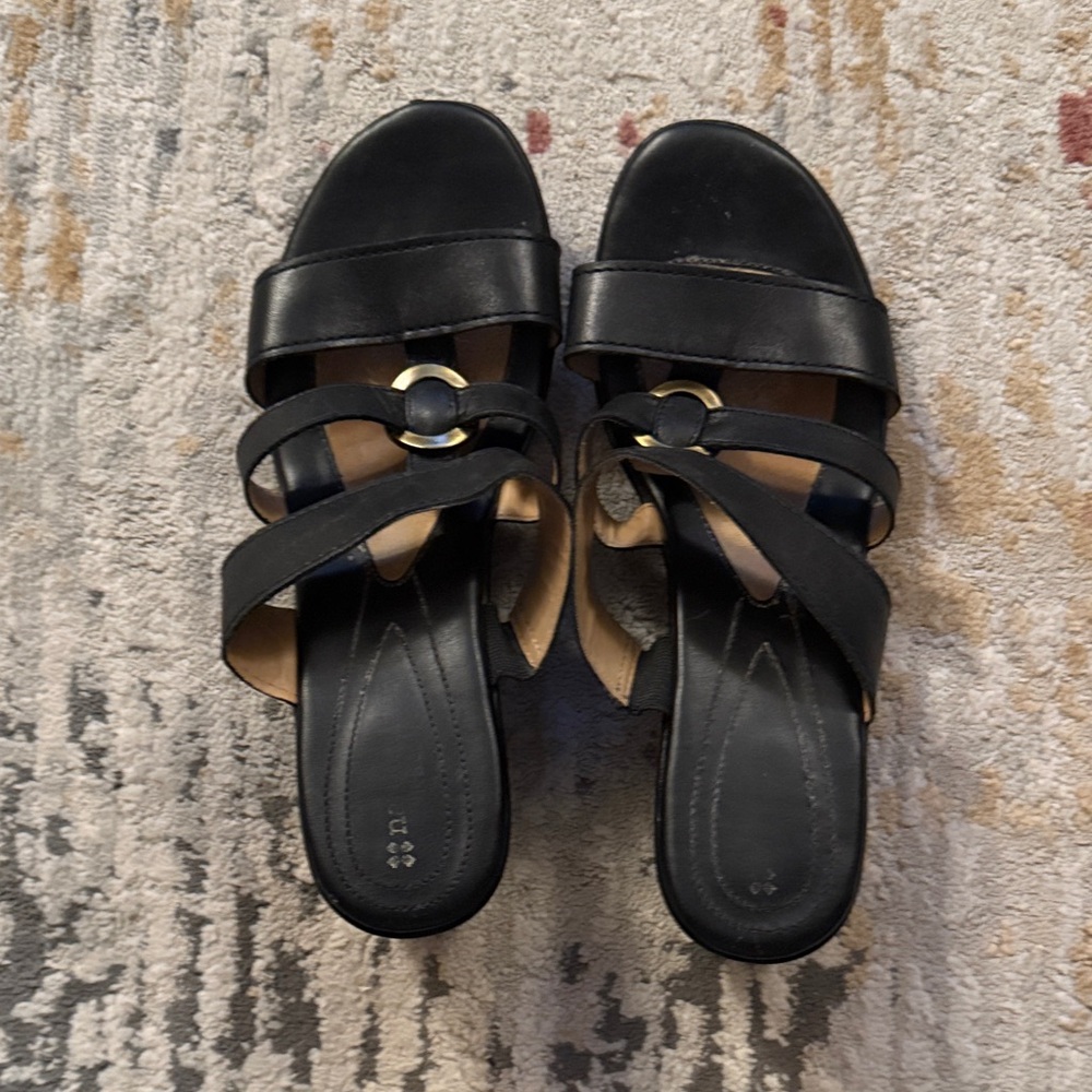 Naturalizer Black Wedge Sandals